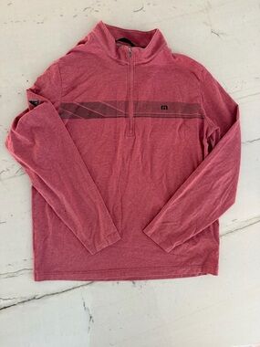 Travis Mathew Quarter Zip Pullover Sweater Golf Red Striped Size XL